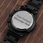 Customizable Engraved Black Chronograph Watch for Father, Son, Brother, Husband, Grandson, Grandfather