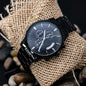 Customizable Engraved Black Chronograph Watch for Father, Son, Brother, Husband, Grandson, Grandfather