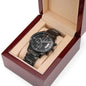 Customizable Engraved Black Chronograph Watch for Father, Son, Brother, Husband, Grandson, Grandfather