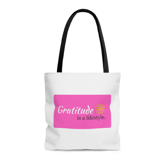 Gratitude is a Lifestyle Tote Bag (Pink);Thankful; Inspirational; Motivational; Mom; Daughter; Girlfriend Gift