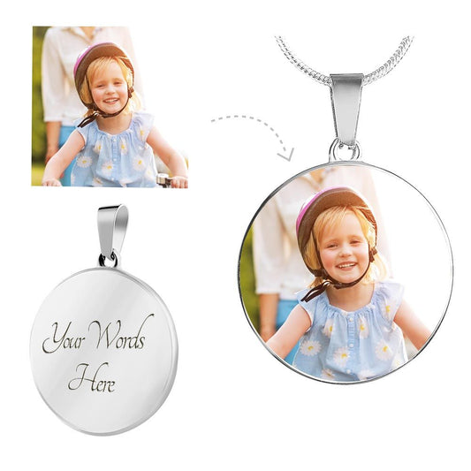 Pendant Necklace With Picture, Circle Pendant, Grateful Fun Boutique