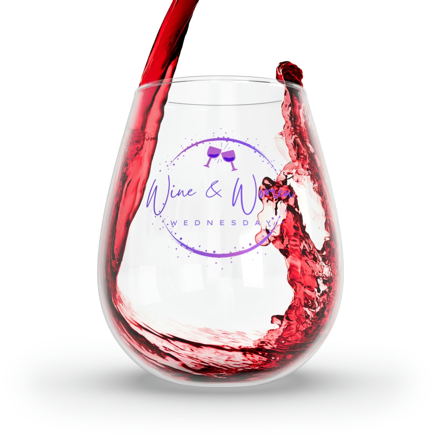 SPECIAL REQUEST ORDER: (circle with 2 glasses) Stemless Wine Glass, 11.75oz