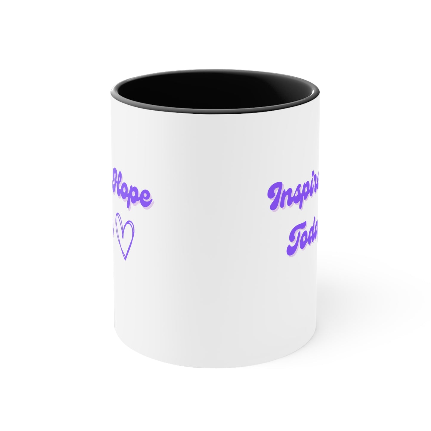 Inspire Hope Today Coffee Mug White Ceramic, Black Handle & Interior, 11oz; Thankful; Inspiration; Motivation; Mom; Daughter; Friend Gift