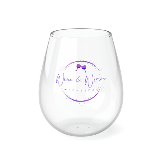 SPECIAL REQUEST ORDER: (circle with 2 glasses) Stemless Wine Glass, 11.75oz